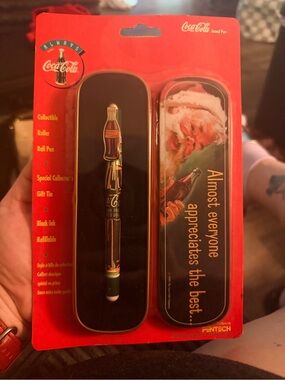 Coca Cola Red and Black Collectible Rollerball Pen with Branded Tin